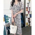 Chelsea-collar Floral Long Shirtdress With Sash