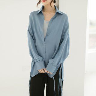 Metal Silk Long - Sleeve Shirt Strap Chiffon
