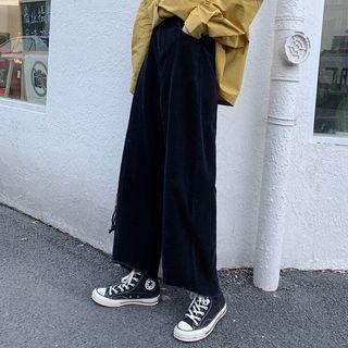 Plain Shirt / Crop Corduroy Straight Fit Pants