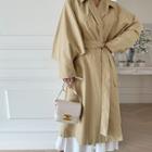 Batwing-sleeve Wrap Trench Coat With Sash