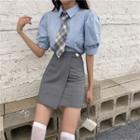 Shirt With Tie / High-waist Skirt