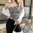 Zebra Print Tube Top / Cropped Cardigan