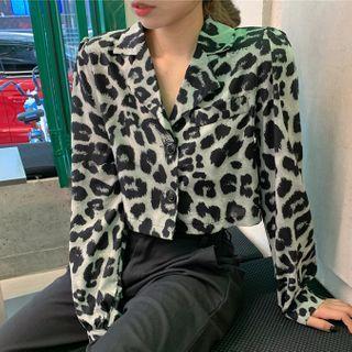 Patterned Open-back Cropped Shirt