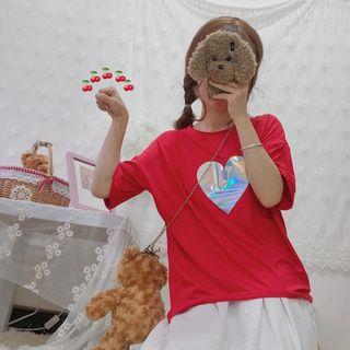 Heart Wide Top Short-sleeve T Shirt