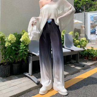 Gradient Wide-leg Pants / Long-sleeve Knit Top