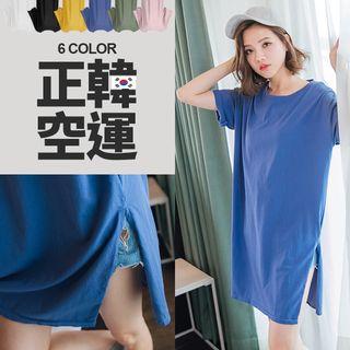 Short-sleeve Split Hem Long Tee