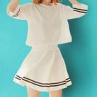 Set: Elbow-sleeve Top + A-line Skirt