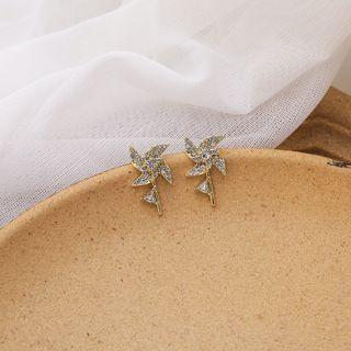 Rhinestone Windmill Ear Stud As Shown In Figure - One Size