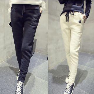 Drawstring Fleece-lined Pants