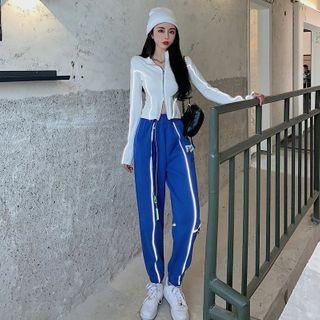 Reflective Trim Harem Sweatpants / Long-sleeve Zip-up Top