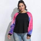 Plus Size Long-sleeve Tie-dyed T-shirt