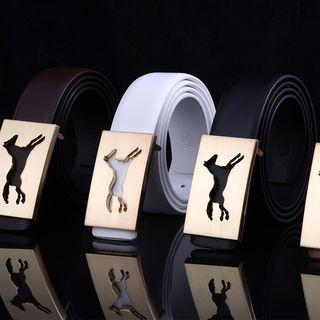 Horse Buckle Genuine-leather Belt
