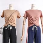 Knot-front Cropped T-shirt (2 Design)