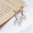 Faux Pearl Stud Earring 1 Pair - Silver Needle Earrings - One Size