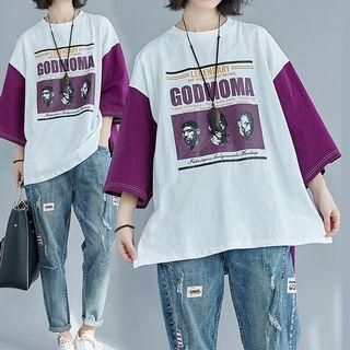 Print Panel 3/4-sleeve T-shirt