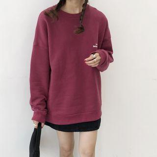 Lettering Fleece-lining Sweatshirt