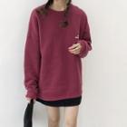 Lettering Fleece-lining Sweatshirt