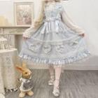 Puff-sleeve Blouse Heart Ruffled Overall Dress / Top / Badge / Set