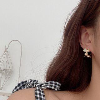 Cz Flower Stud Earring 1 Pair - Gold - One Size