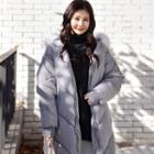Detachable Faux-fur Trim Hooded Padded Coat