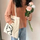 Printed Canvas Tote Bag Off White - One Size