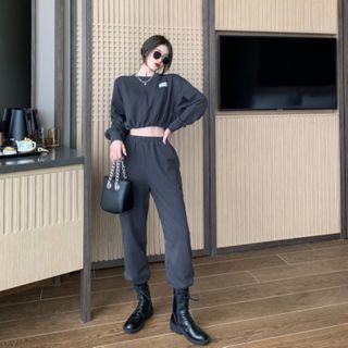 Plain Cropped Pullover / Sweatpants