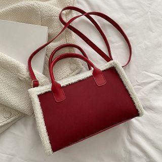 Fleece Trim Hand Bag