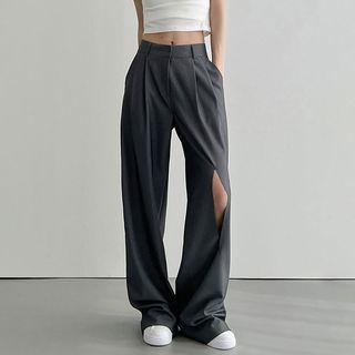 High Waist Cutout Wide Leg Dress Pants