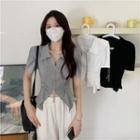 Short-sleeve Asymmetrical Zip-up Polo Shirt