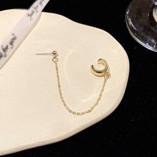 Stud Earring With Ear Cuff 1 Pc - Gold - One Size