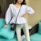 3/4-sleeve V-neck Top / Boot-cut Pants