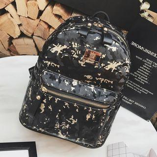 Camo Faux Leather Backpack