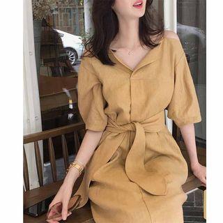 Tie-waist Off-shoulder Dress