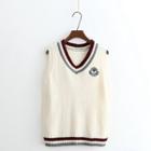 Appliqu  V-neck Knit Vest
