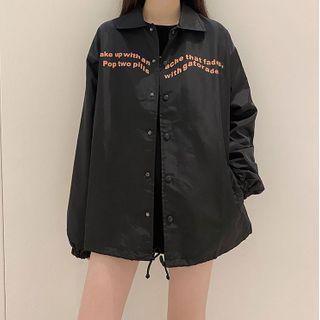 Long-sleeve Printed Jacket Black - One Size