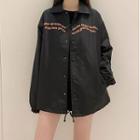 Long-sleeve Printed Jacket Black - One Size
