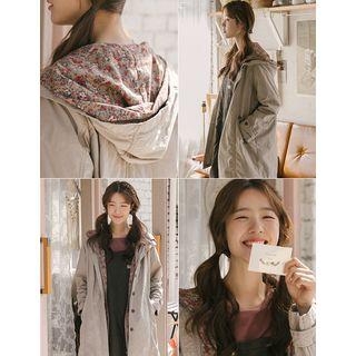 Floral-layered Zip-up Parka