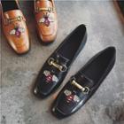 Embroidered Paneled Loafers