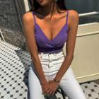 Spaghetti-strap Wrap-front Sheer Top