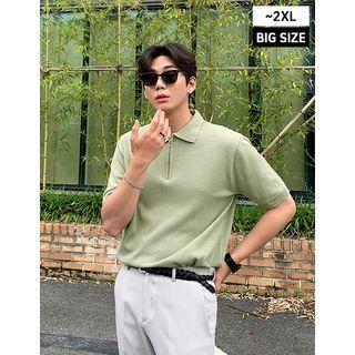 Zipped Knit Polo Shirt