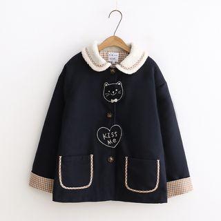 Applique Pocketed Button Coat