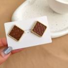 Sterling Silver Square Stud Earring 1 Pair - Brown - One Size