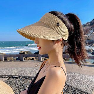 Applique Straw Visor Cap