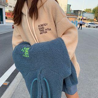 Fleece Letter Embroidered Hoodie