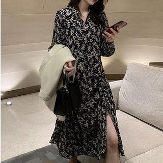 Plain Blazer / Floral Print Midi A-line Dress / Set