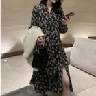 Plain Blazer / Floral Print Midi A-line Dress / Set