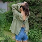 Tie-back Lace-trim Blouse