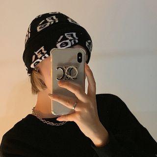 Lettering Knit Beanie Black - M
