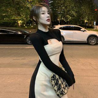Paneled Cutout Midi Knit Dress