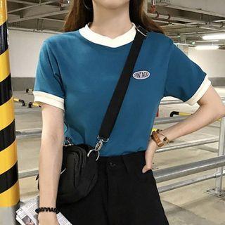 Short-sleeve Logo Cropped Ringer T-shirt